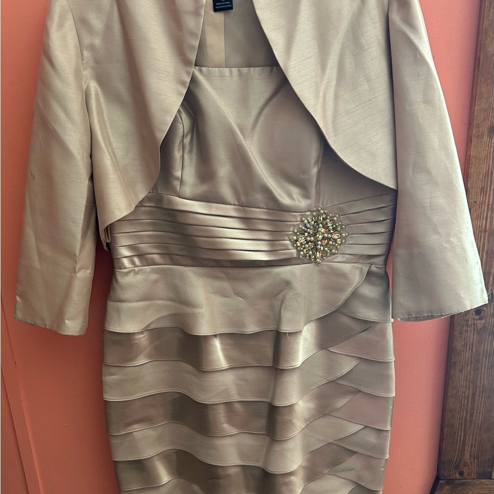 Jessica Howard Strapless Tan Dress with Jacket